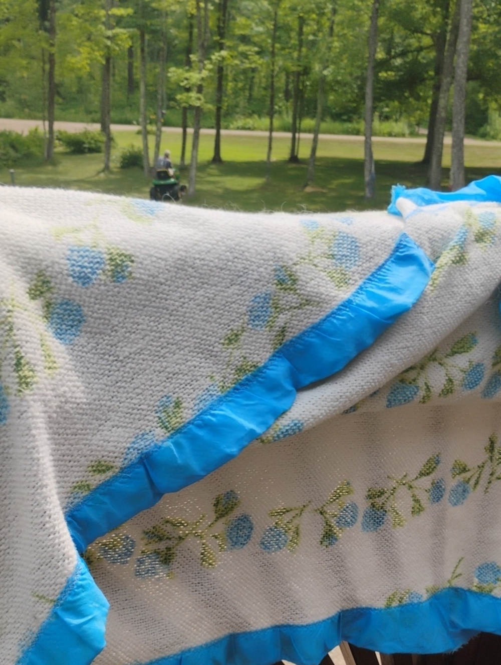 Vintage BLUE ROSES 🌹 VINTAGE BLANKET